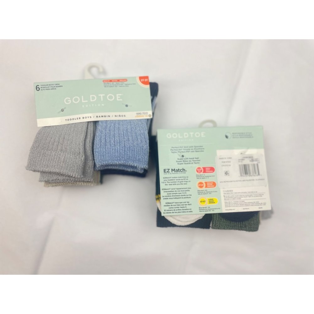 2-GOLDTOE Toddler Crew Boy 6-pack Socks 2T-3T - Picture 8 of 8
